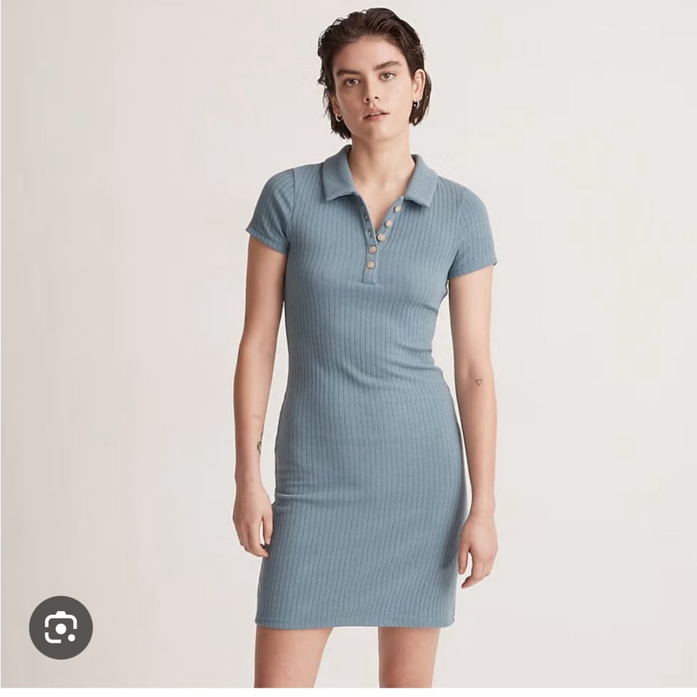 NWT MADEWELL Blue Ribbed Polo Dress